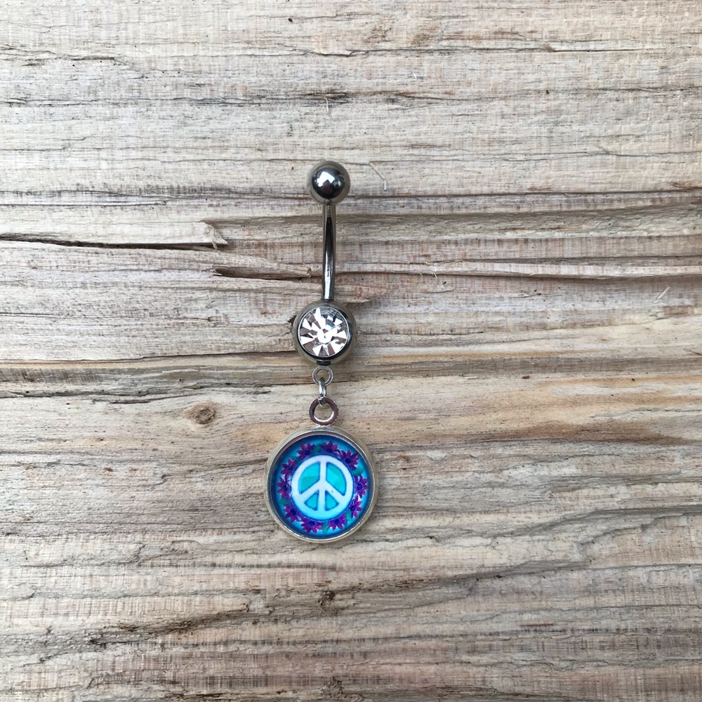 Peace Belly Button Ring - Picture 1 of 2